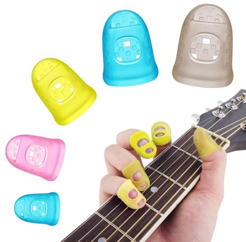 SGERUFZ 40 Piezas Fundas para Dedos de Guitarra Silicona, 5 Tamaños de Punta para Adultos y Niños, Protector de Dedo, Cómodo, Duradero, Uso Versátil, (Multicolored)
