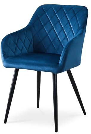 CLIPOP Esszimmerstuhl, 1 Stück Küchenstühle Blau Samtstoff Wohnzimmerstühle Polsterstühle mit Armlehne Metallbeine Polstersessel Stühle für Esszimmer Wohnzimmer Küche (1, Samt Blau)