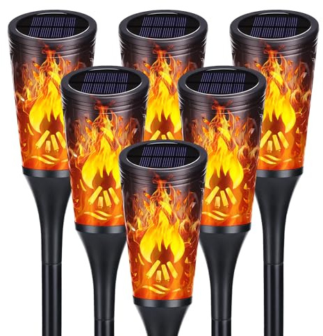 Toodour Solar Lights Outdoor, 6 Pack Solar Torch Lights with Flickering Flame, IP65 Waterproof Yard Lights Landscape Decoration Lighting for Outside Garden Lawn Pathway Patio Decorations