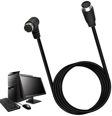 S Video Cable 6.6 pies- DIN 9 pin S-Video Cable Masculino a macho Transferencia de conector chapado en oro para el monitor de receptores de TV S-VHS , cable de 9 pines, enchufe y conector de re