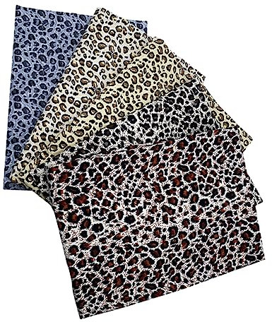 Homoyoyo 5 Stück Teiliges Leopardenmuster Reißfest Lichtecht Hochwertiger Reiner Baumwollstoff Für DIY Patchwork Nähen Handarbeit Dekoration Quilt Taschen Kleidung