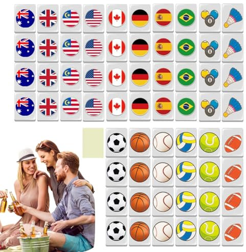 Vmiorzq National Flag Mahjong Game Set, National Flag Mahjong Tiles, Family Night Activity, Interactive Toy For Adults Kids Children