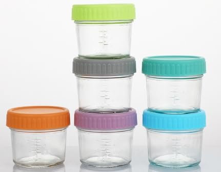 Mexgcom 12-Pack Confezioni di Vetro Contenitori Per Alimenti Per Bambini, Stoccaggio di Alimenti Per Bambini da 60 Ml, Con Coperchi Ermetici, Senza Bpa, Perfetto Per Bambini