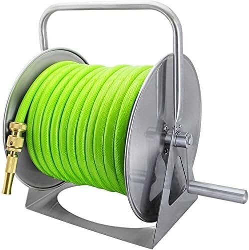 KJoBDwz Garden Tools Portable Hose Reel, Stainless Steel Hose Organiser, Watering, Car Wash Hose Holder(Green,20m)