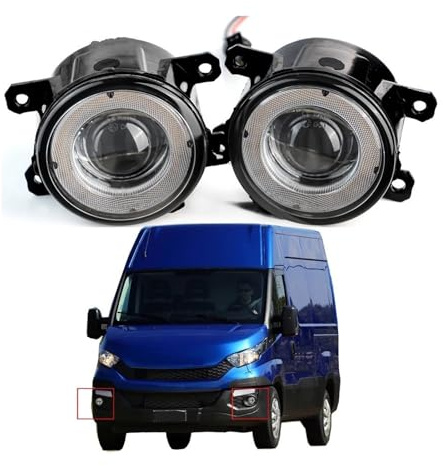 Phare Antibrouillard Lot De 2 Feux Antibrouillard LED H11 Angel Eye DRL pour Iveco pour Daily VI 2014 2015 2016 2017 2018 2019 2020 2021 2022 2023 Feux Antibrouillard(White and White)