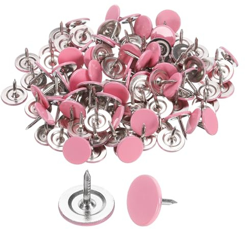 QUARKZMAN 100pcs Clous de Tapisserie, 11x10mm Clous Décoratifs d'Ameublement, Points d'Armure Punaise Tapissier Tête Plate pour Meuble Chaise Canapés Fauteuils Lits Projet DIY Vintage, Rose