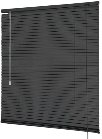Persiana de Aluminio sin Taladrar, Persianas Venecianas para Ventanas, Estores Veneciana Privacidad Personalizable, Protección contra la luz y el Deslumbramiento(Black)
