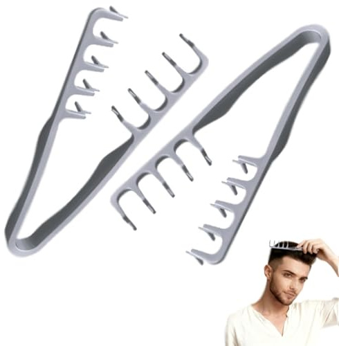 pettine per texture,2pcs Pettine per acconciatura da uomo,pettine capelli uomo,con denti larghi, pettine volumizzante, per uomini e donne, accessorio per la cura del parrucchiere-Grey||2pcs