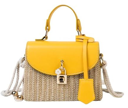 2026 Sac carré tissé en paille pour femme, sac de plage tissé, sac à main en rotin, sac à bandoulière tissé d'été, sac à main, sac à bandoulière