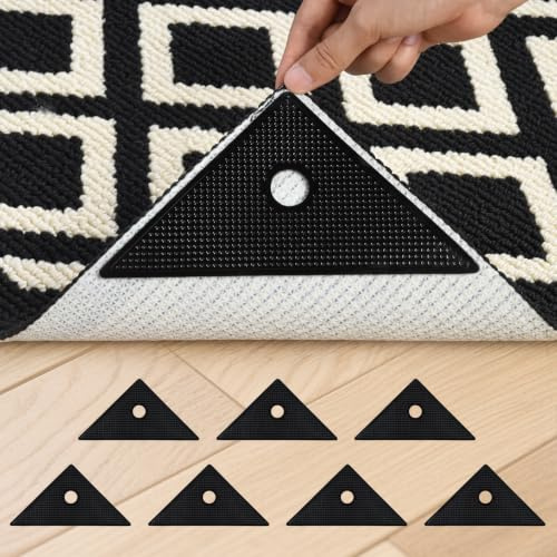 OTraki 8 Stück Rutschfeste Teppichmatte 20x14,3cm, Groß Dreieckige Antirutschmatte Waschbare und Wiederverwendbare Teppich Antirutschunterlage, Hergestellt aus hochwertigem PU-Material, geeignet für H