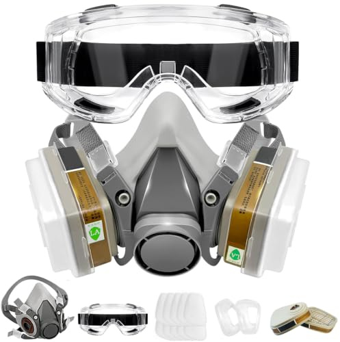 vvuvnem Respirator Mask with Filters, Reusable Half Face Respirator Mask for Resin, Paint, Spraying, Vapor, Woodworking
