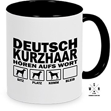 siviwonder Kaffeetasse mit Hundemotiv und Spruch DEUTSCH KURZHAAR Hören aufs Wort Hund Geschenk für Kaffeetrinker Hundebesitzer Büro lustige Tasse Becher für Hunde Fans Geschenkidee