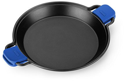 MONIX Solid+ Paellera Antiadherente y Asas de Silicona, Aluminio, Negro y Azul, 36 cm