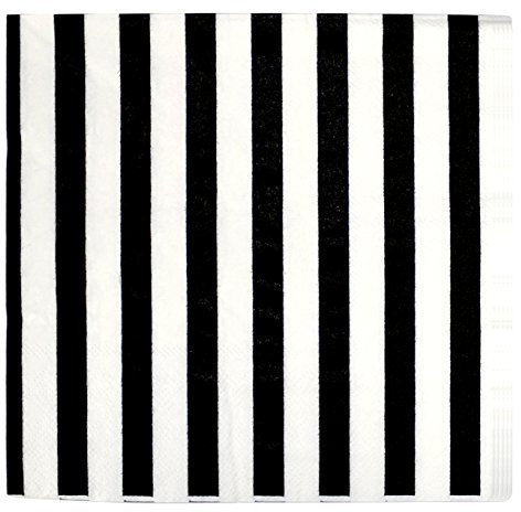 Robelli Lot de 20 serviettes jetables Ramadan Kareem/Eid Mubarak (rayures noires et blanches)