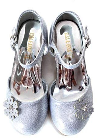 ELSA & ANNA® Flickor prinsessa snö drottning festskor sandaler med kilklack, SILVER