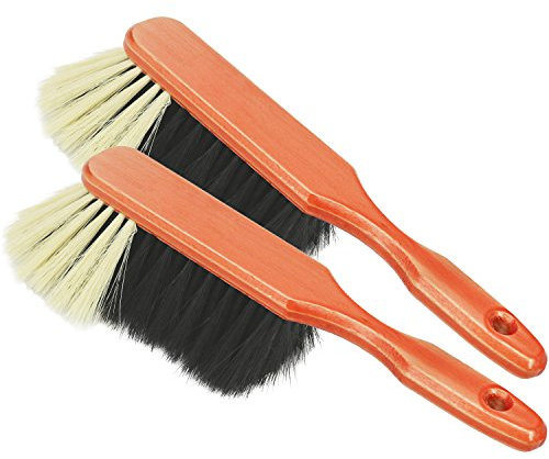 COM-FOUR® 2x Spazzola a mano in legno - spazzola a mano con setole di crine di cavallo - spazzola a mano con foro per appendere - ca.30 cm (2 pezzi)