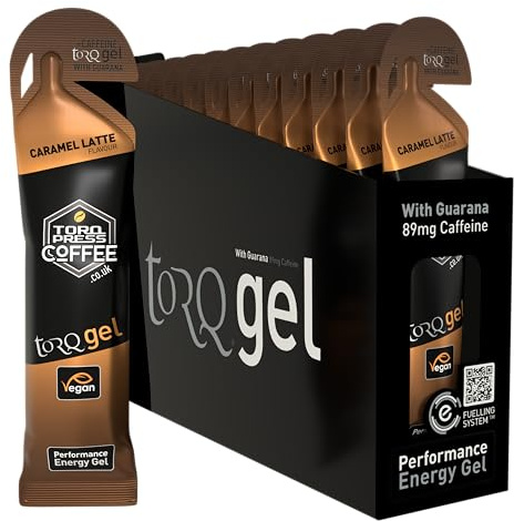 TORQ Gel énergétique Unisexe avec Guarana (caféiné) Caramel Latte 15 x 45 g