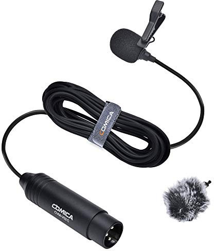 COMICA XLR micrófono CVM V02C XLR micrófono Lavalier cardioide de Solapa, micrófono para cámara Canon Sony Panasonic videocámaras Zoom H4n H5 H6 Tascam DR-40 DR-100 grabadores (1 Paquete)