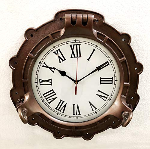 Antique Marine Brass Ship Porthole Clock 15 inches Nautical Wall Clock Home Decor
