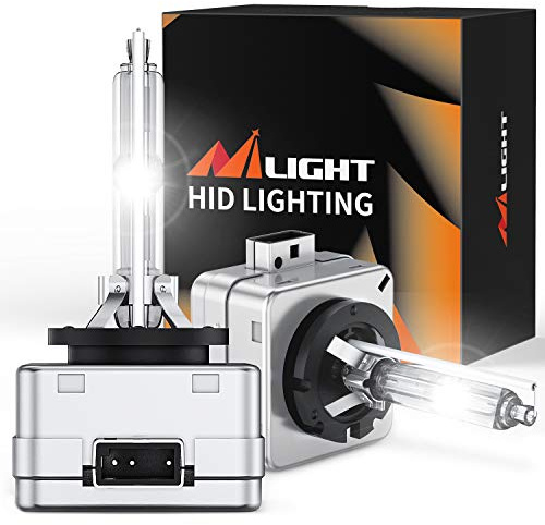 Nilight D1S HID Headlight Bulb, 6000K Diamond White D1S Bulb Super Bright High Low Beam Xenon Headlights Replacement, 2-Pack