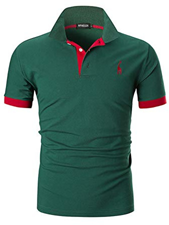 APAELEA Moda Bordado de Jirafa Clásico Camisas 100% Algodón Manga Corta Polos para Hombre