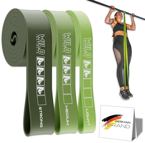 Wild Instincts® Bandas de Resistencia/Bandas Elásticas para Dominadas / 5 Bandas de Entrenamiento Individualmente y en un Set/Banda Elástica Fitness/Bandas Elásticas Musculación