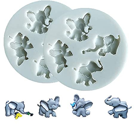 Cestony Cute Elephant Rose Flower Silicone Molds for DIY Cake Chocolate Topper Decoration Pudding Ice Cream Jelly Shots Desserts Crystal Gum Paste Mould Candy Fondant