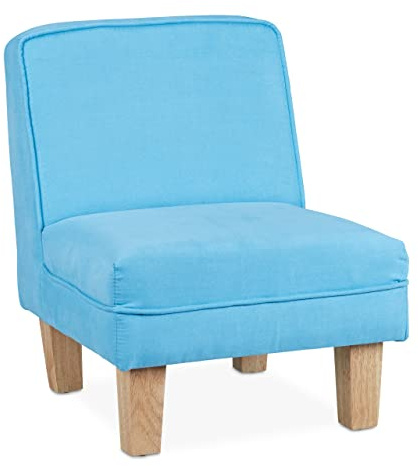 Relaxdays Sillón Infantil Dormitorio y Salón, Niños, Minibutaca Habitación Juegos, Color Azul, Madera, 60 x 45 x 52 cm Aprox