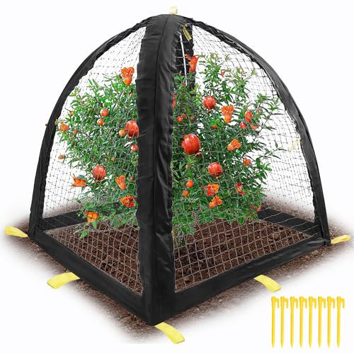 Große Schädlingsschutzabdeckung, 88,9 x 89,9 x 99,9 cm, Schädlingsschutzzelt mit Pfähle, Gartenpflanzen, Glockenzelt zum Schutz von Pflanzen, Gemüse, Obststräuchern vor Eichhörnchen, Vogelfressen (L)