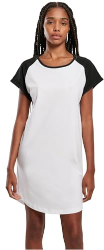 Urban Classics Damklänning, kontrast, raglan, t-shirt, klänning med färgkontrasterande ärmar, finns i många färger, storlekar XS – 5XL, vit/svart, M