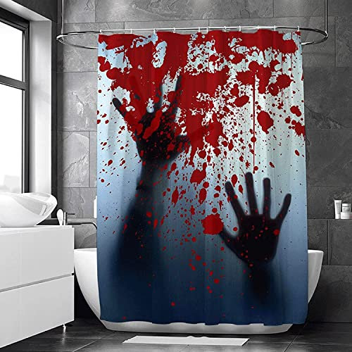 JOKITA Duschvorhang 240x200 Horror-Dekoration Duschrollo Wasserabweisend Anti-Schimmel mit 12 Duschvorhangringen, 3D Bedrucktshower Shower Curtains, für Duschrollo für Badewanne Dusche