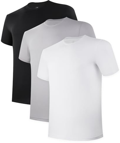 BAMBOO COOL Mens Undershirts Pack, Soft T Shirts for Men, Moisture Wicking Tees, Stretchy Breathable Crew Neck Inner Shirt