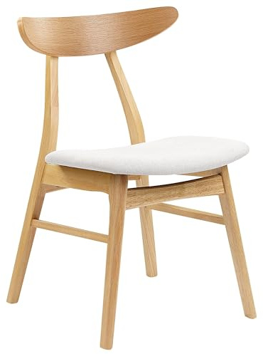 Beliani Esszimmerstuhl 2er Set Heller Holzfarbton mit Polsterung grau Skandi Retro Lynn