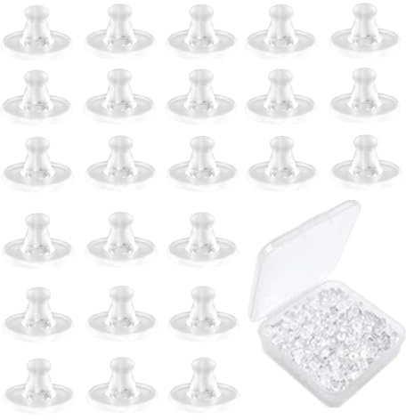 Acrylic 200 Piezas Ctapones de repuesto,Tapón Posterior de Pendiente Seguridad,cierre transparente para mujer,Universal Tuerca Pendiente,Seguridad Goma Blanda para Bisutería,Accesorios