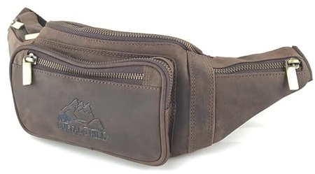 Buffalo Hill Bauchtasche Echtleder, Bauchtasche Gürteltasche Fashion Crossbody für Herren und Damen, Elegante Brusttasche aus Büffelleder in Naturfarben (Braun)
