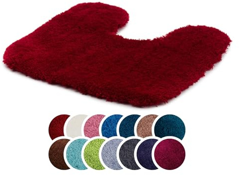 liebling Superior Badteppich mit Ausschnitt und Anti-Rutsch-Beschichtung, 100% Polyester (Mikrofaser), 50 x 45 cm, 30 Grad waschbar, Fußbodenheizung geeignet, Farbe: Bordeaux