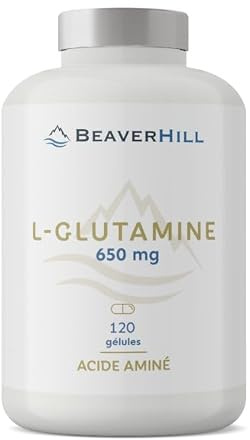 L-Glutamine Naturelle | 120 Gélules Végétales de 650 mg | BEAVERHILL | Acide Aminé | Fabriqué en France