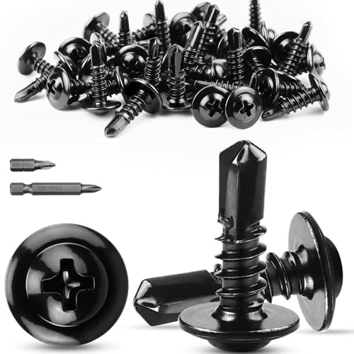 TXXATX Self-Tapping Screws M4.2 x 16 mm Self-Tapping Screws Pack of 60 Drilling Screws Stainless Steel 410 with Screwdriver Bit Metal Screws Self-Tapping for Furniture Wood Boards