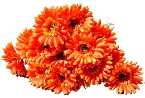 10 Stück künstliche Chrysanthemen, PU-Kunststrauß 30 x 10 cm, künstliche Gerbera-Gänseblümchen for Hochzeitsfeier(Orange)