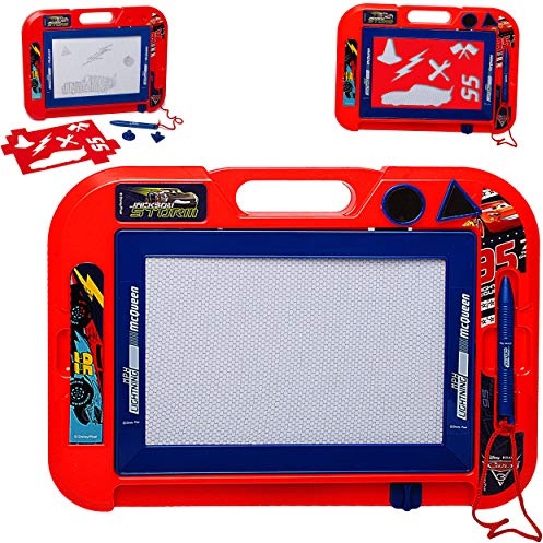 alles-meine.de GmbH Zaubertafel/magische Magnet - Maltafel - Cars - Lightning McQueen - incl. 2 Stempel - Zeichentafel - Magnet Tafel - Kinder/wisch & Weg - Bastelset Mal..