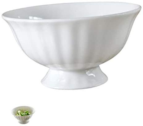 GRADENEVE Keramikschale Weiße Suppenschüssel Reisschüssel Mit Fuß Für Instant-nudeln Bibimbap Congee Dessert Salat Haushalt Küchengerät