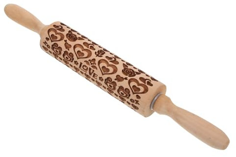 CONGARTENO Rolling Pin for Baking Embossed Pattern French Fudge Cookie Dough Roller