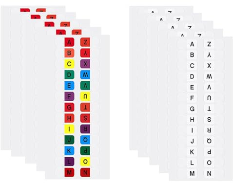 Packung mit 260 farbigen Index-Registerkarten, selbstklebende Index-Registerkarten von A-Z, durchsichtige Trennblätter mit A-Z Index, wasserfeste alphabetische Indexstreifen für Bücher, 2 Farben