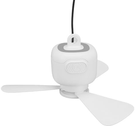 Oreilet Mini Ventilateur de Plafond USB pour Tente de Camping avec 3 Pales, Ventilateur Plafond Portable, Ventilateurs Suspendus Extérieurs pour Dortoir Auvent Tente Pavillon Bateau Maison