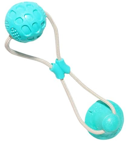 Puppy Teething Toys, Suction Cup Dog Toy, Tug of War Molar Bite Toy, Interactive Ball Rope, Puppy Teether for Training, Teeth Cleaning, 2.95x15.75 Inches, Red, Green, Blue