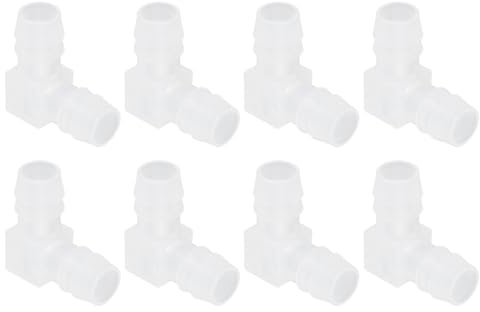 sourcing map 1/2 Hose Barb Fitting, 8 Pcs Equal Barbed 90 Degree Elbow L Shaped 2 Way Plastic Splicer Joint Mender Adapter Union Fitting for Air Line Tubing Pipe Household Fuel Gas Liquid