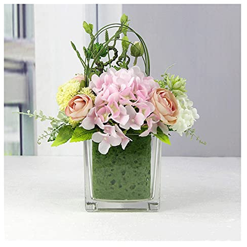 EYRMQWJPC Décoration de la Maison Fleurs artificielles en Soie de 11,42 Pouces, hortensias en Soie Jaune synthétique avec tiges et Feuilles
