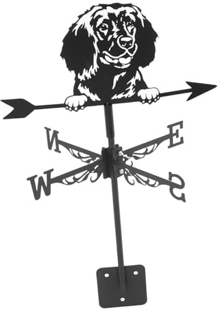 ibasenice Banderuola Segnavento in Metallo Forma di Cane Indicatore di Direzione del Vento Decorativo per Tetto Ornamento da Giardino Esterno