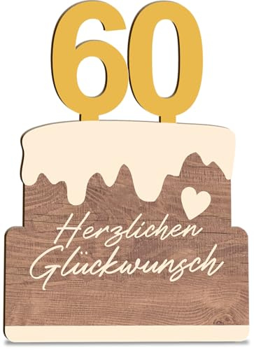 60 Geburtstag Karte Torte Bday Holzkarte - Geburtstagskarte mit Umschlag - Schöne Geburtstagskarte 60. Geburtstag, Einladungskarten 60 Geburtstag, 60. Geburtstag Karte, Karte zum 60. Geburtstag