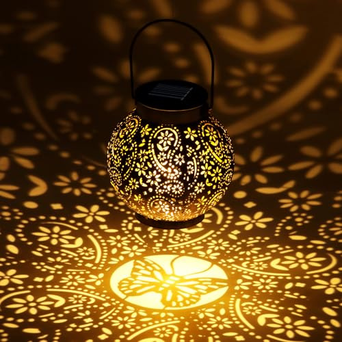 Solarlampen für Außen, Solarleuchten Balkon Solarleuchte Hängend Outdoor IP65 Wasserdicht Gartendeko für Draußen Balkon Deko, LED Vintage Laterne für Terrassen, Garten, Tisch